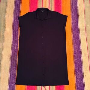 Eileen Fisher Black Casual Button Down dress top